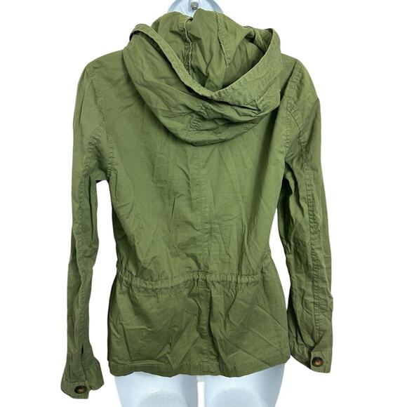 Ashley Army Green Jacket Sz Small Hooded Full Zip Lightweight - Picture 5 of 6